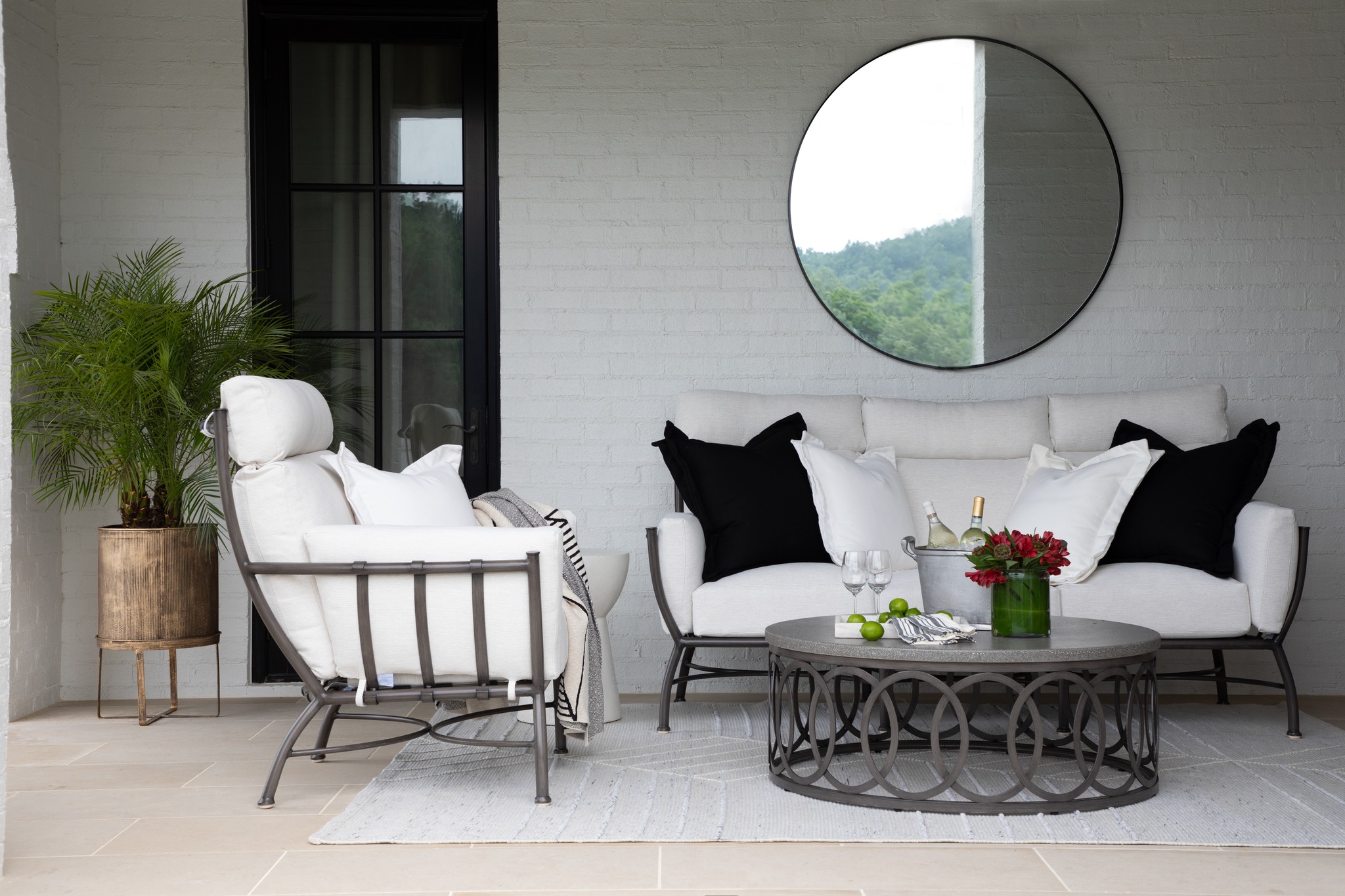 Outdoor living space decorated with weather-proof furniture