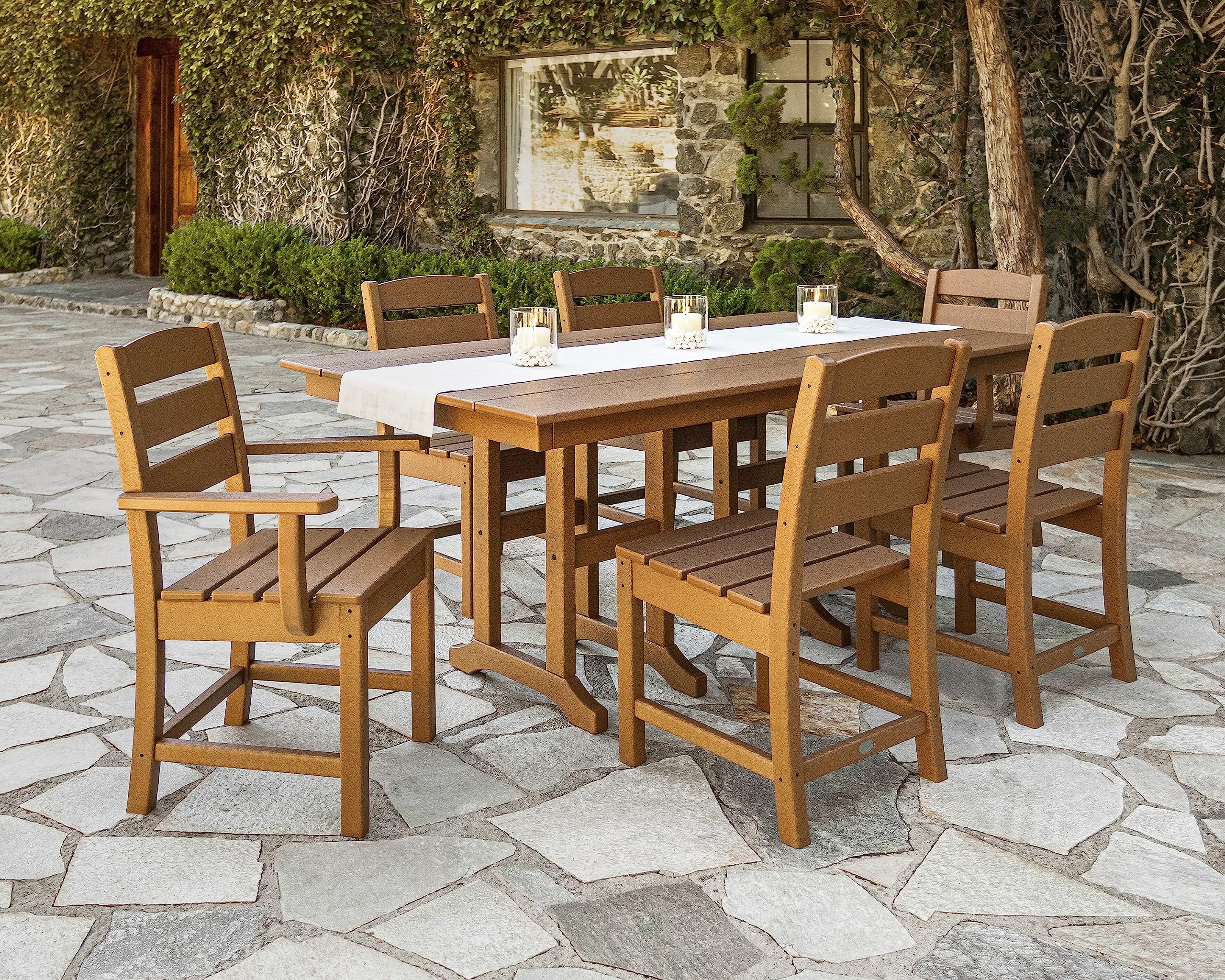 Plywood outdoor dining table and chairs