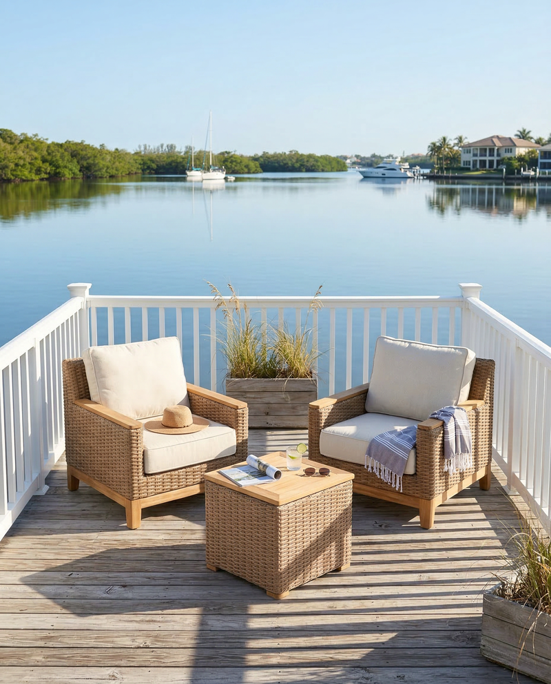 outdoor living furniture on porch